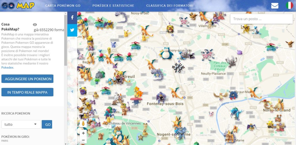 Pagina PokemonGo mappa