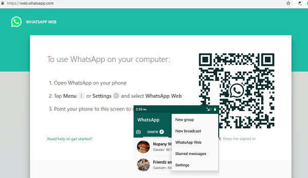 whatsapp sul web